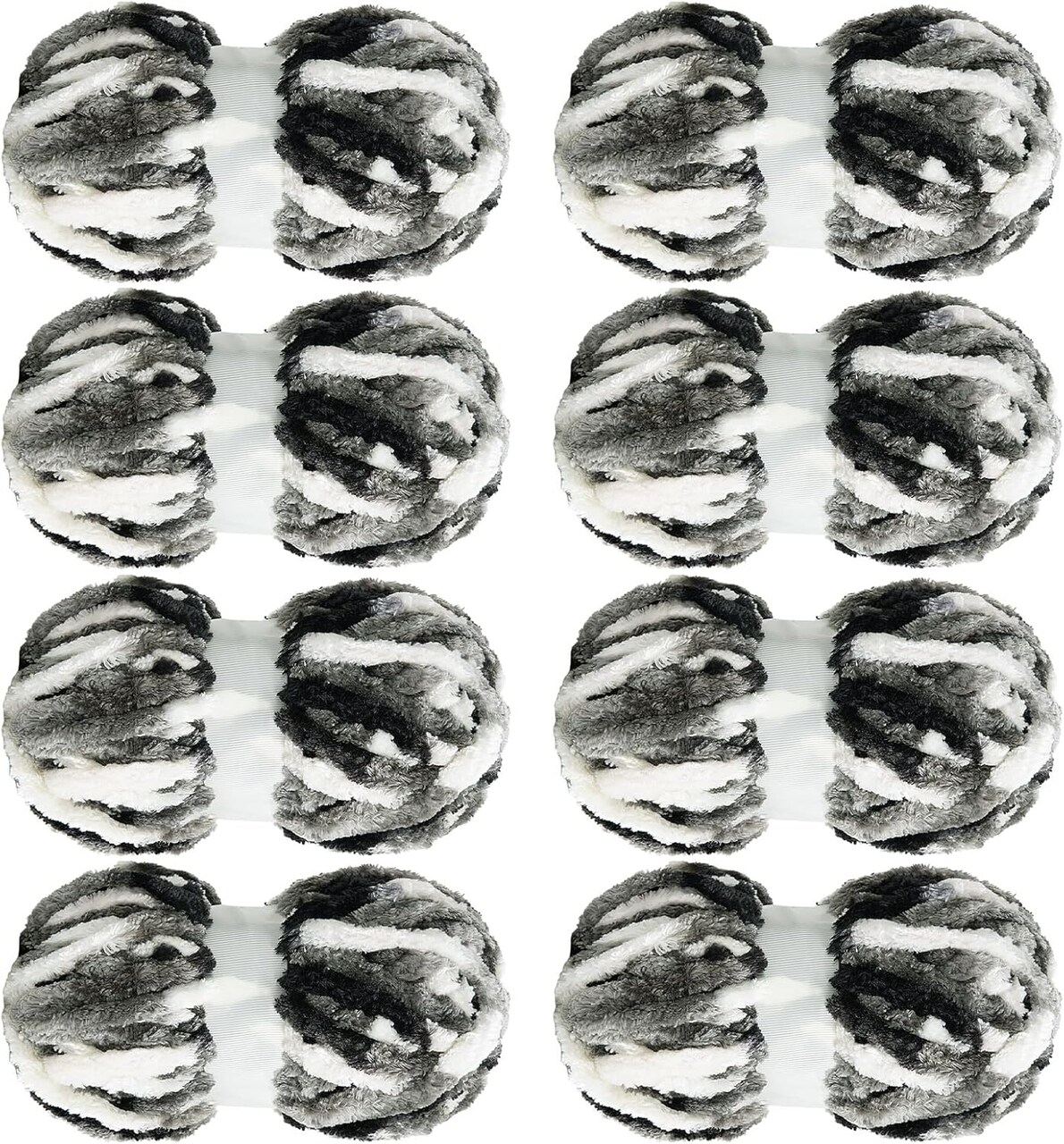 Chunky Velvet Yarn,Super Bulky Chenille Yarn for Knitting,Fluffy Plush Thick Yarn for Crocheting,Grey Tie Dye Soft Yarn Pack of 8,Big Yarn for Chunky Blanket,Jumbo Yarn(49 yds,8.8 oz/Skein)